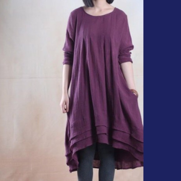 Purple linen dress - Picture 4 of 5